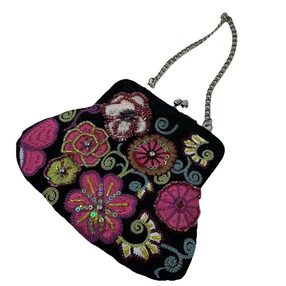 Vera Bradley 25th Anniversary Beaded Embroidered Kisslock Petite Clutch Perfect - Picture 7 of 7